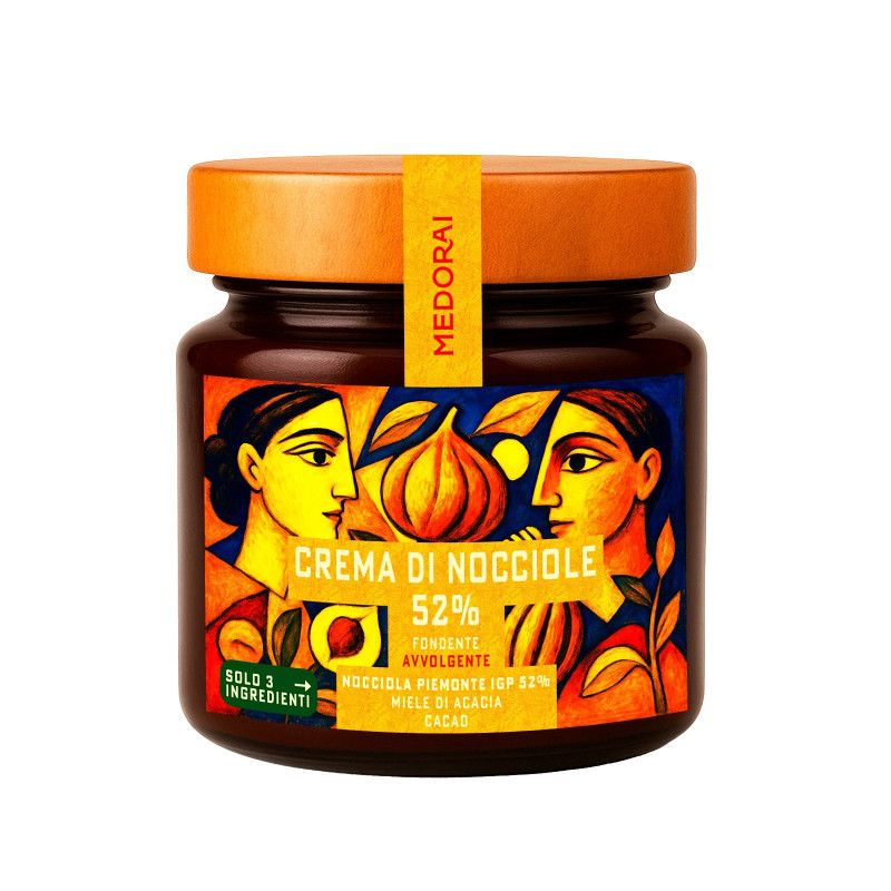 PGI Piedmont Hazelnut Cream 52% Fondente Avvolgente 250g PGI Piedmont Hazelnut Cream 52% Fondente Avvolgente 250g